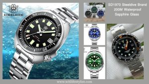 Steeldive SD1970, automatic dive watch, 200m water resistance, sapphire crystal dive watch, ceramic bezel dive watch, NH35 movement watch, affordable dive watch, professional dive watch, men's dive watch