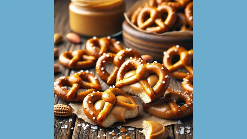 Peanut butter pretzels, sweet and salty snack, homemade peanut butter pretzels, peanut butter filling, pretzel recipe, protein snack, healthy snack alternative, peanut butter pretzel pros and cons, chocolate-coated pretzels